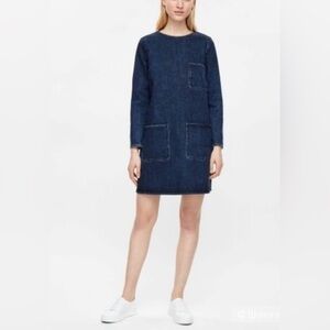 COS Dark Indigo Denim Dress with Patch Pockets